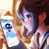 チャットボットと会話をする女の子