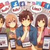 ニュースが嘘か本当か考えている人たちの画像