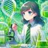 緑藻類を研究する女性