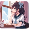 窓辺で憂鬱そうにしている少女