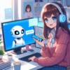 チャットbotに相談する女性の画像