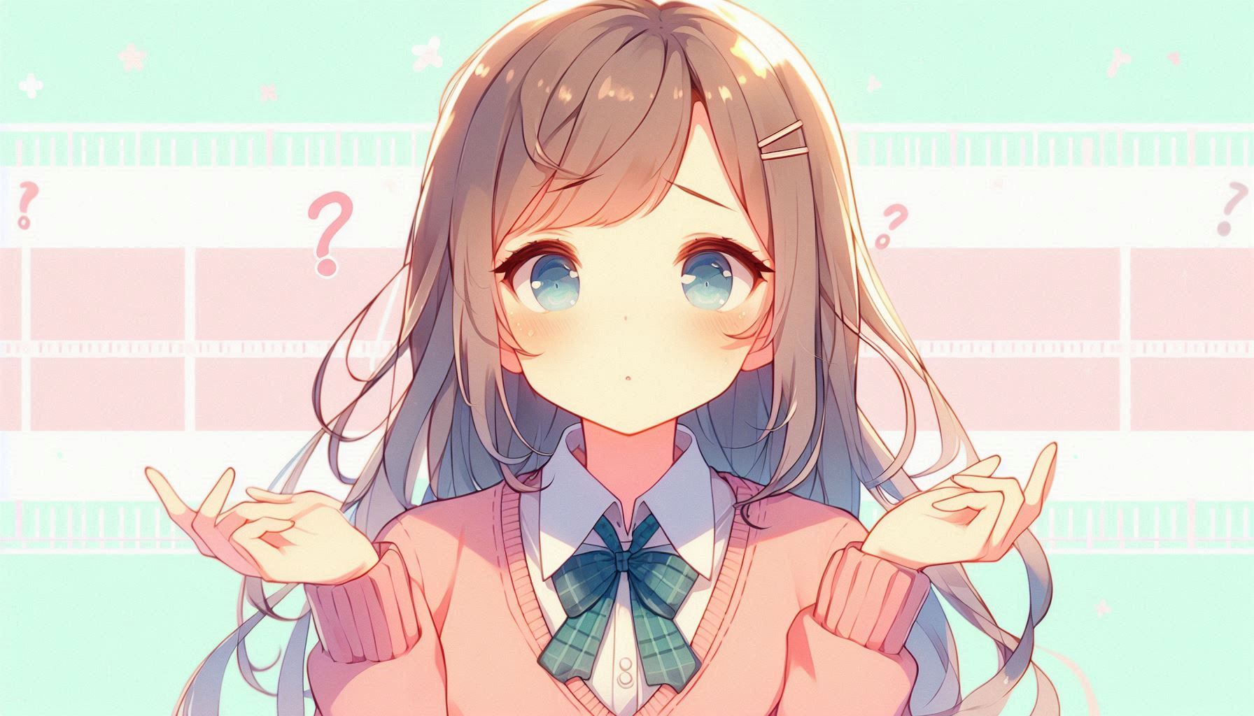 判断に迷って首を傾げている一人の女の子のイラスト