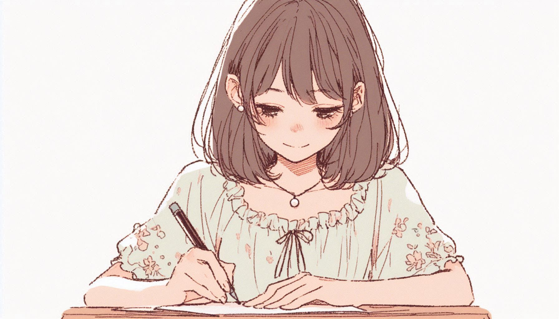 勉強している女性のイラスト