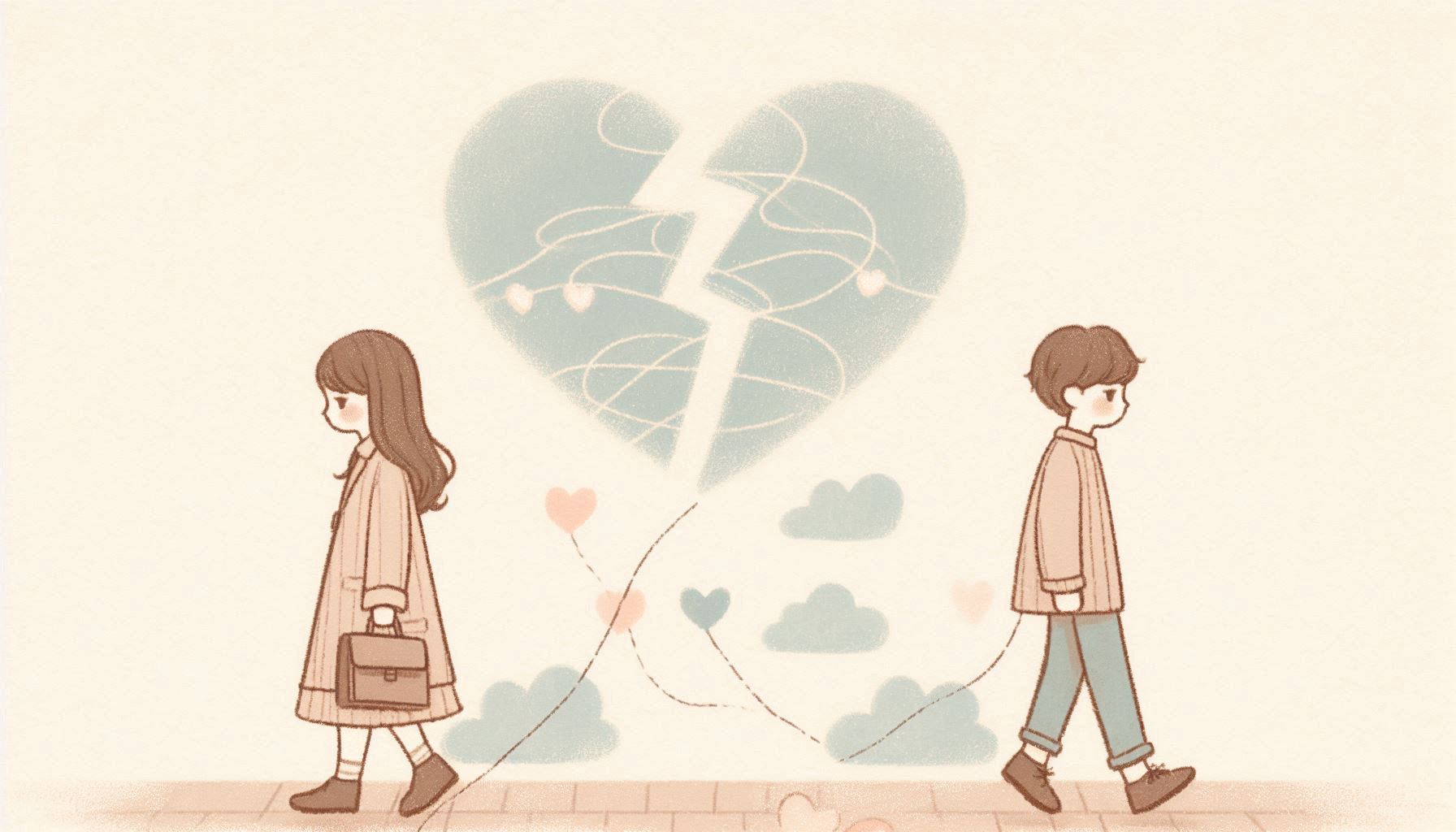 すれ違う男女のイラスト