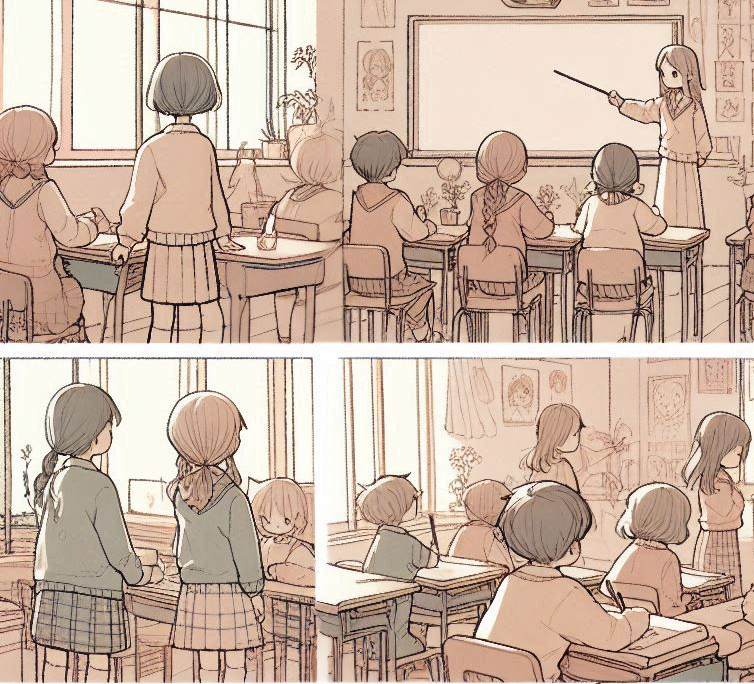 小学校の授業風景のイラスト